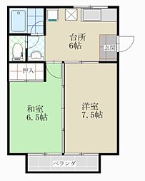 エクセレンス富田 2DKの間取図画像