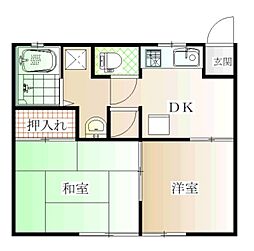 明石荘 2DKの間取図画像