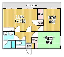 真田マンション 2LDKの間取図画像
