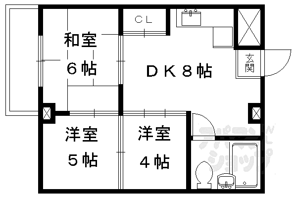 京都府京都市北区西賀茂北山ノ森町(賃貸マンション3DK・1階・45.00㎡)の写真 その2