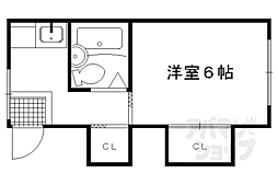 たつみ荘2号館 1Kの間取図画像