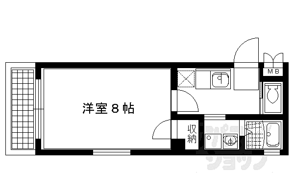 パークレジデンス　下鴨 2-B｜京都府京都市左京区下鴨本町(賃貸マンション1K・2階・25.26㎡)の写真 その2