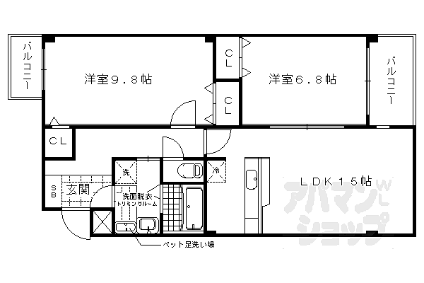 京都府京都市北区衣笠総門町(賃貸マンション2LDK・4階・73.00㎡)の写真 その2