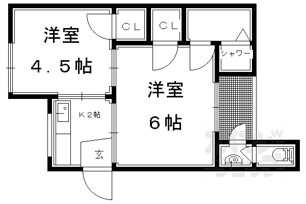 葉山寿荘 101｜京都府京都市左京区一乗寺葉山町(賃貸アパート2K・1階・28.00㎡)の写真 その2