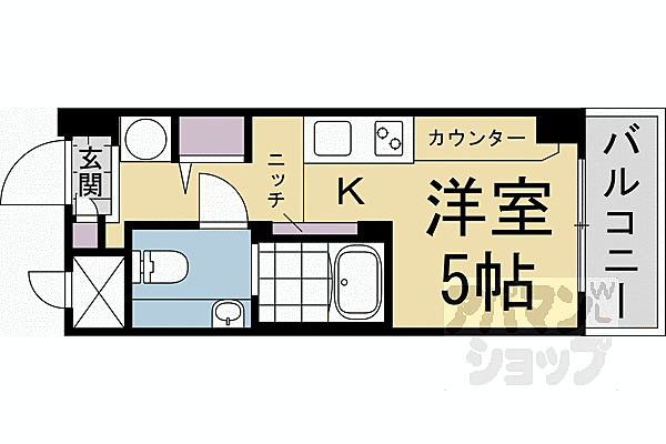 コスモＬ下鴨 406｜京都府京都市左京区下鴨夜光町(賃貸マンション1R・4階・17.54㎡)の写真 その2