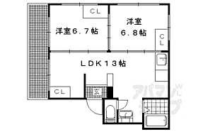 グレーシー高野 203 ｜ 京都府京都市左京区田中西浦町（賃貸マンション2LDK・2階・49.00㎡） その2