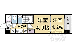 京都市上京区革堂前之町マンション 2Kの間取図画像