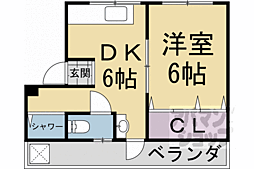 第2吉与門ハイツ 4階1DKの間取り