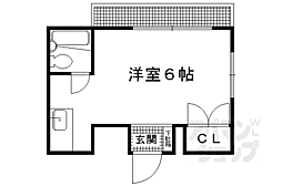 岩下ビルド北白川 1Kの間取図画像