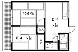 修学院ローズハイツ 2DKの間取図画像