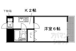 GARNETRESIDENCE下鴨 1Kの間取図画像