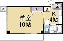 コーポ大鷺 1Kの間取図画像