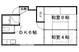 岡村マンション 2DKの間取図画像