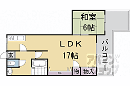 シャルマン北白川銀閣ハイツ 1LDKの間取図画像