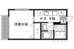 シャルマンハイム2 1Kの間取図画像