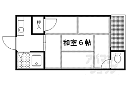 北白川ハイツ 1Kの間取図画像