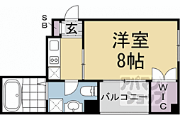 クラベール下鴨 1Kの間取図画像