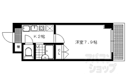 ラポール北白川 1Kの間取図画像