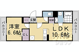 京都市左京区北白川上池田町アパート 1LDKの間取図画像