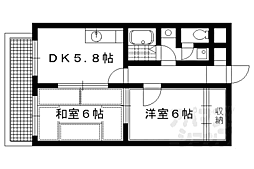 上阿達谷口マンション 2DKの間取図画像