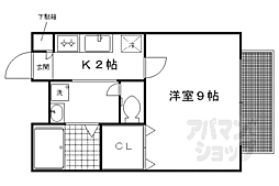 Amour一乗寺2 1Kの間取図画像