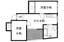 グランタック東山二条 2DKの間取図画像