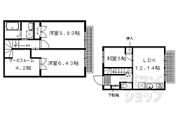 グリーンヒル北白川WEST 3LDKの間取図画像