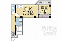 京都市左京区下鴨東本町マンション 1DKの間取図画像