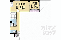 京都市左京区下鴨東本町マンション 1LDKの間取図画像