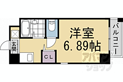 アディー下鴨 1Kの間取図画像
