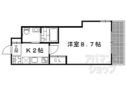 シエルコート北白川 1Kの間取図画像