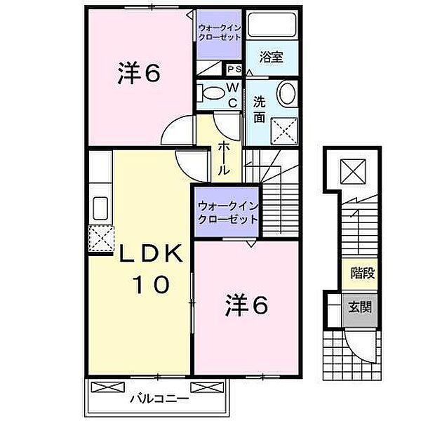 ブルックサイド 203｜岡山県備前市伊部(賃貸アパート2LDK・2階・54.85㎡)の写真 その2