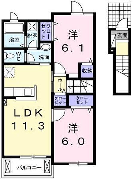 ウィステリア 203｜岡山県備前市伊部(賃貸アパート2LDK・2階・57.07㎡)の写真 その2