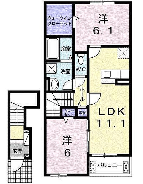 ルミナスコート四季II 202｜岡山県瀬戸内市長船町長船(賃貸アパート2LDK・2階・53.54㎡)の写真 その2