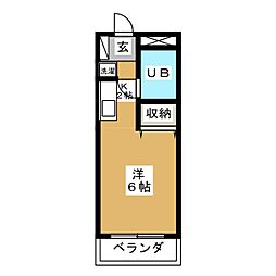 ハイツ大和 ワンルームの間取図画像