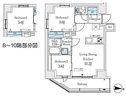 プライムブリス品川中延 2LDKの間取図画像