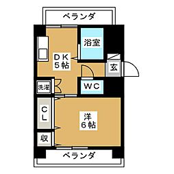 ベルケン中馬込 1DKの間取図画像