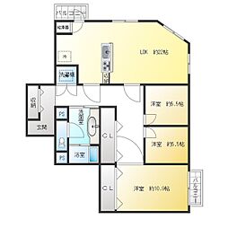 高輪マンション 3LDKの間取図画像