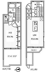 白金高輪レジデンス 1LDKの間取図画像