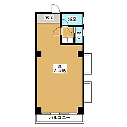 赤坂檜町レジデンス ワンルームの間取図画像