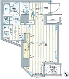 フォレシティ六本木 1Kの間取図画像