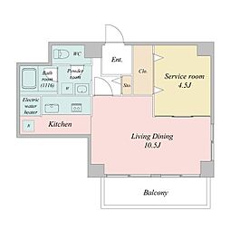 ペアパレス上池台No.2 1Kの間取図画像