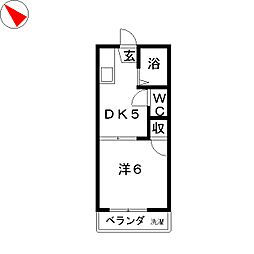 タウンハウスツクモ 1DKの間取図画像