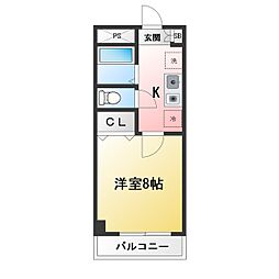 ベルデ北千束 1Kの間取図画像