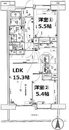 アクティ目黒駅前1号棟 2LDKの間取図画像