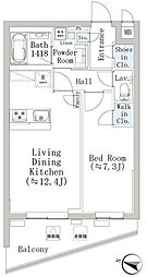 デュークハウス目黒 1LDKの間取図画像