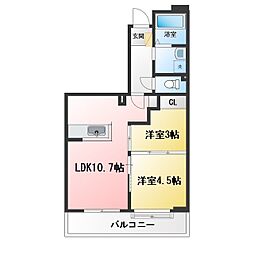アクティ目黒駅前1号棟 2LDKの間取図画像