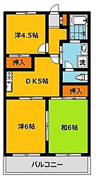 明保野レジデンス 3DKの間取図画像
