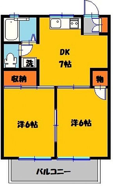 ハイビレッヂ篠崎 105号室｜栃木県宇都宮市城南３丁目(賃貸アパート2DK・1階・38.88㎡)の写真 その2