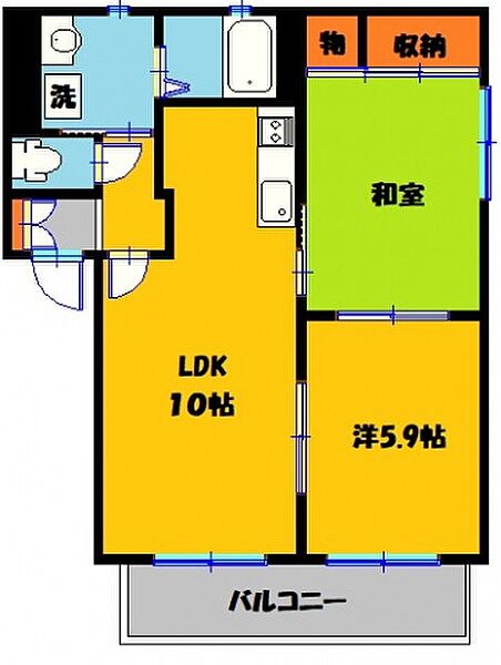 コーポボヌールII 201号室｜栃木県宇都宮市東宝木町(賃貸アパート2LDK・1階・50.00㎡)の写真 その2